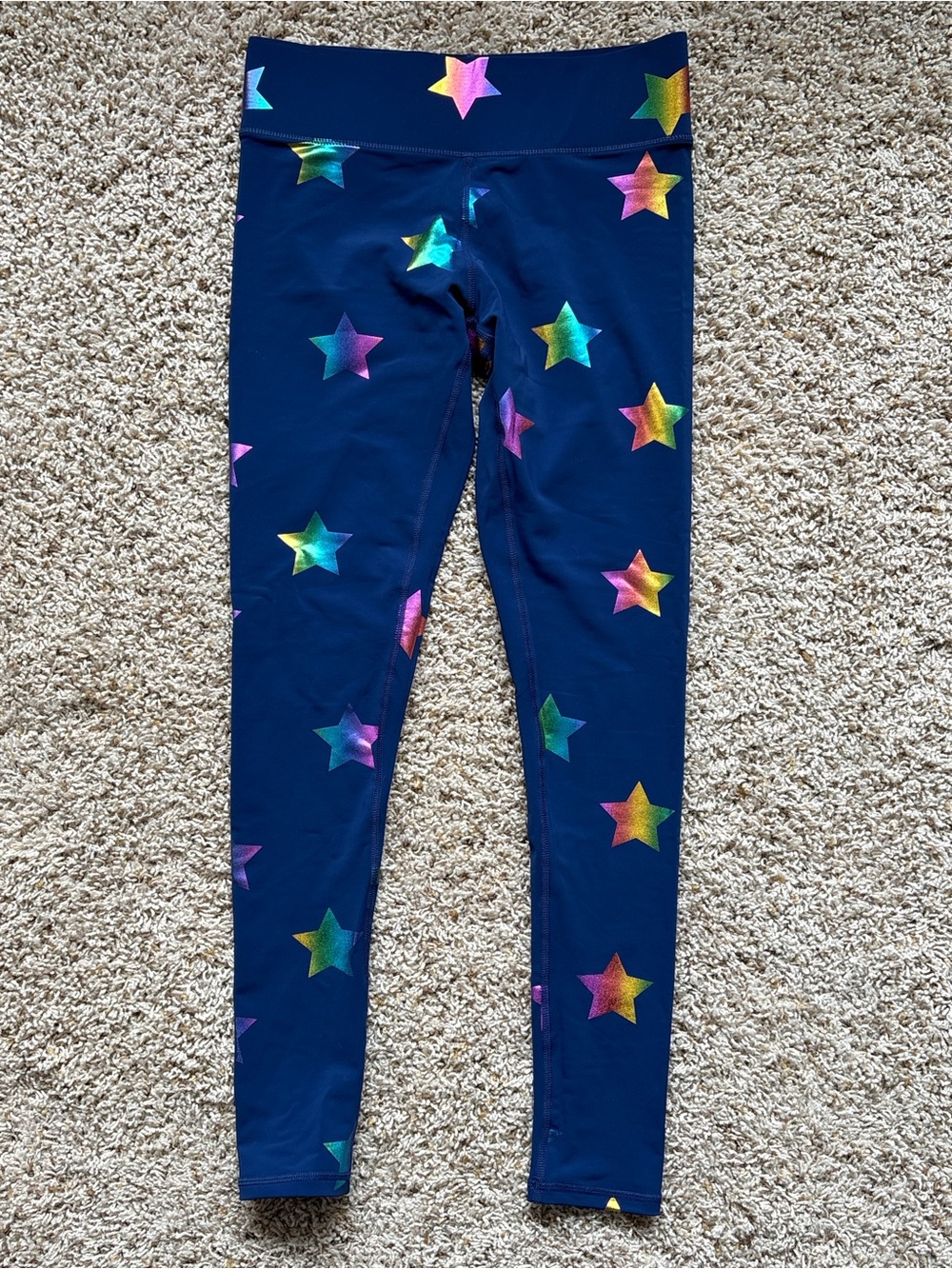Terez Navy Rainbow Foil Star Leggings Sz Small